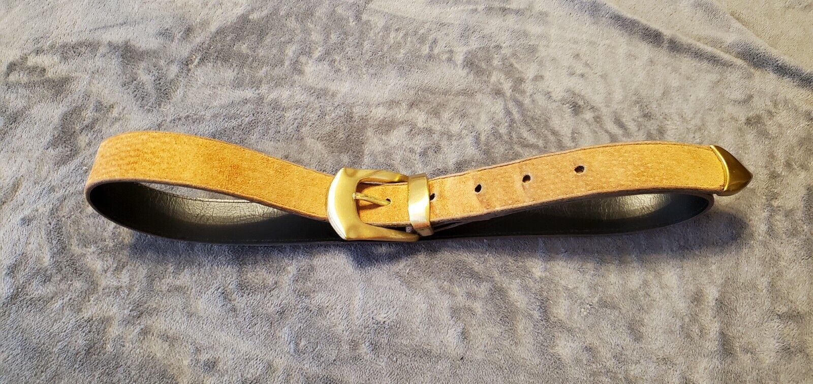 VINTAGE BROWN LEATHER BRASS BUCKLE BELT  - $45.00