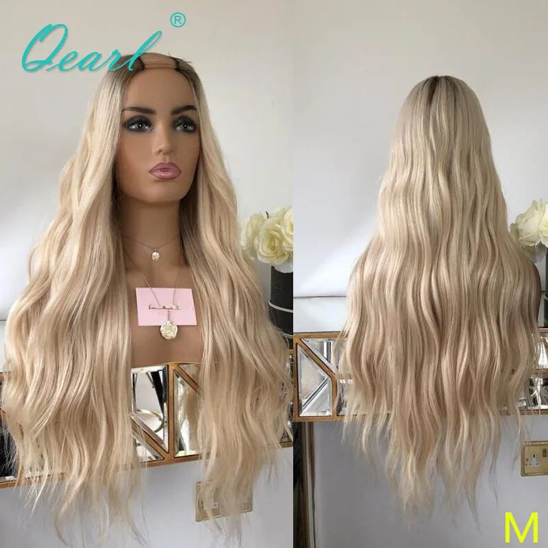Glueless 10A  Women Human Hair Wig Ombre Light Platinum Blonde U Part Wigs 2x4 - £108.98 GBP+