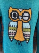 Woolrich Wool Sweater Medium Green Pullover Cardigan Winking Owl Mohair Itchy - £34.17 GBP