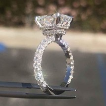 3.25Ct Radiant Cut Diamond Hidden Halo Engagement Ring 14k White Gold Size 8.5 - £200.68 GBP