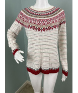 Talbots Womens&#39; Holiday Fair Isle Red/Ivory Wool-Blend Sweater Sz XS NWT - £35.49 GBP