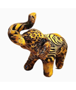 Patchwork Elephant Figurine Safari Animal Print Ceramic 5&quot; Tall - $19.62