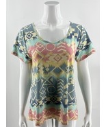 LuLaRoe Classic Top Size Medium Southwestern Aztec Print Pink Blue Yello... - $272.87 MXN