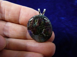 (#DL-823) Dichroic Fused Glass Pendant Jewelry Purple Green Red - £27.32 GBP