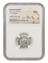 Ancient Roman: Titus (AD 79-81) AR Denarius NGC VG - $331.01