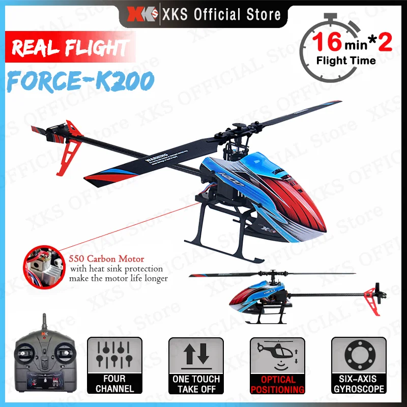 Wltoys XKS K200 RC Helicopters 6-Aixs Gyroscope 2.4G 4CH Remote Control Single - £119.81 GBP+