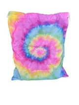 Tie Dye Hot Pink Teal Swirl Black Drawstring Tote Bag 15 X 13 Inches - £15.56 GBP