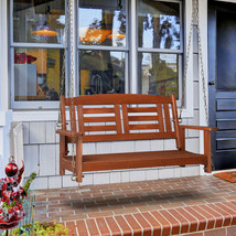 44 in Porch Swing Bench Wooden Hanging Outdoor Garden Patio Courtyard Hammock - £90.83 GBP