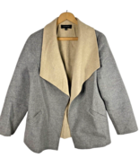 Talbots Medium Open Front Wool Jacket Coat Gray Tan Inside Womens 10 12 ... - $27.69