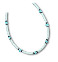 Native Treasure White Clam Heishe Puka Shell Necklace Blue 2 - £49.79 GBP