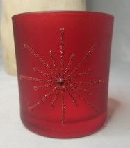 Glass Red Frosted Glass Realigns with Glitter and Rhinestones Tea Light Holder - £3.07 GBP