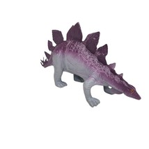 Vintage 1985 Imperial Stegosaurus Dinosaur Toy Figure Gray Purple 9.5&quot; - $9.95