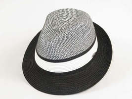 Men's Bently Semi Crushable Fedora Briad Straw Hat Dante DA221 Black White image 5