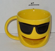 Yellow Smiley Face with black Sunglasses Coffee Mug Cup Ceramic - £7.74 GBP