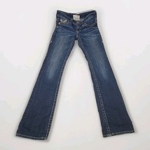 Big Star Maddie Boot Jeans 26L Women’s Distressed Flap Pocket Stretch Bl... - $28.70