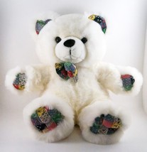 Circus Circus Plush Bear White Colorful Ears, Bow Tie and Paws Sits 14.5... - $19.99