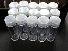 Lot of 15 BCW Dime Round Clear Plastic Coin Storage Tubes w/ Screw On Caps - £11.39 GBP