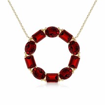 ANGARA Lab-Grown Ruby Circle of Life Pendant Necklace in 14K Gold (6x4mm,2.5 Ct) - £2,115.50 GBP