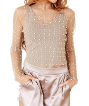 White Birch pearl diver layering top in Beige - $38.00