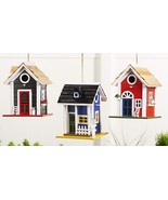 Cottage Bird House Chair Fence Window Accents Wood  9.8&quot; High Multicolor... - £21.50 GBP