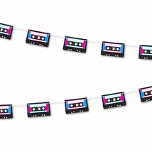 80&#39;s Party Supplies - Cassette Tape Banner Garland Decorations, 7 Feet L... - $17.06