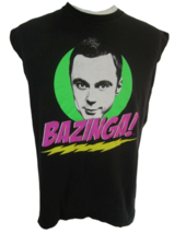 BIG BANG THEORY T Shirt tank top ruff cut sleeve Sheldon Bazinga! sz L black - £10.12 GBP