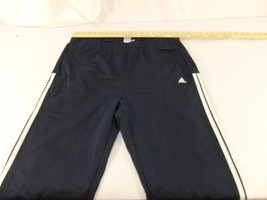 Adult Men&#39;s Adidas Blue White Striped Polyester Track Athletic Gym Pants 31015 - £14.63 GBP