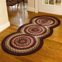 Folk Art Braided Rug Runner Oval Circles Primitive 30&quot; x 72&quot; By Park Designs - £138.86 GBP