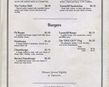 Tunnicliff Inn Turn of the Century Taproom Menu THE PIT Cooperstown New ... - £32.68 GBP