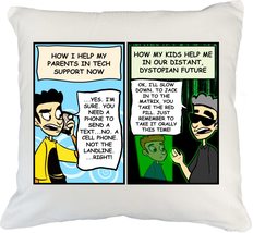 Tech Support Teaching His Parents. Funny And Cute White Pillow Cover For... - $24.74+