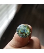 Labradorite Glass Silvertone Ring - £14.70 GBP