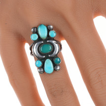 sz6 40&#39;s-50&#39;s Navajo silver, Gem Silica, and High grade turquoise ring - £217.35 GBP