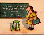 Vtg Postcard c 1908 Comic - I Want Someone to Teach Me to Love - Unused - $13.32