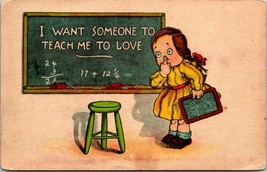 Vtg Postcard c 1908 Comic - I Want Someone to Teach Me to Love - Unused - £11.64 GBP