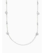 Kate Spade Gleaming Gardenia Flower Long Necklace Station Silver Clear C... - £62.94 GBP