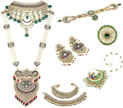 Rajasthani Gold Plated AD/CZ Dulhan Bridal Jewellery Set Heavy with Choker a1999 - $107.87