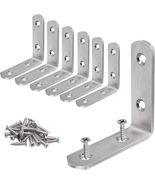 6PCS 65x65mm L Bracket Corner Brace Stainless Steel 90° w/ Screws - $19.00 CAD
