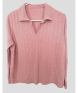 Woman&#39;s Long Sleeve Classic Sweater, Light Pink, Poly Knit, V Neck, Coll... - $21.65