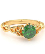 Celtic Trinity Knot Lab-Created Emerald Engagement Ring In 14k Yellow Gold - $6,735.07 MXN