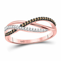 10kt Rose Gold Womens Round Brown Diamond Band Ring 1/6 Cttw - £167.93 GBP