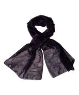 Vintage Passports Black Sheer Scarf Purple Floral Shimmer Italy - $19.80