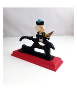 Vintage Cast Iron Nutcracker Colonial Soldier With Wood Base 5.5&quot; x 7.5&quot; - $10.84