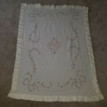 VTG Penney&#39;s Toddletime Blanket Floral Pink Blue Green White 52&quot; x 39.5&quot; - £31.10 GBP