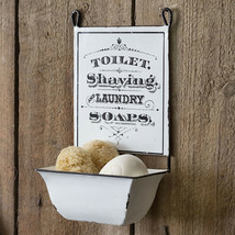 Wall Mount Soap Dish Distressed White Bathroom Wall Decor Rustic Industrial New - £22.08 GBP