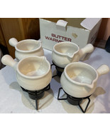 Set 4 Butter Warmers Sauce Ceramic Crocks Candles Cooks Tools 1983 - $12.66