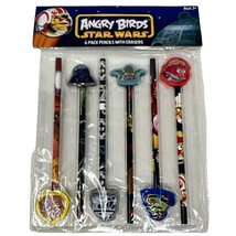 Angry Birds Star Wars #2 Pencils  Erasers Set Solo Skywalker Chewbacca Yoda - $16.78