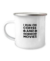 12 oz Camper Mug Coffee Funny I Run On Coffee And Horror Moview  - £15.88 GBP