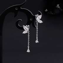 Cz Diamond Butterfly Earrings Dainty Butterfly Earrings Stud Fine Jewelry Gift - £9.41 GBP