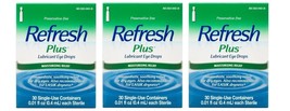 Refresh Plus Lubricant Eye Drops Preservative-Free, 30 Ct Pack 3 Exp 6/2024 - £22.67 GBP