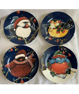 Holiday Cypress Home 8&quot; Salad Dessert Plates Holiday Christmas Birds Whi... - £19.91 GBP